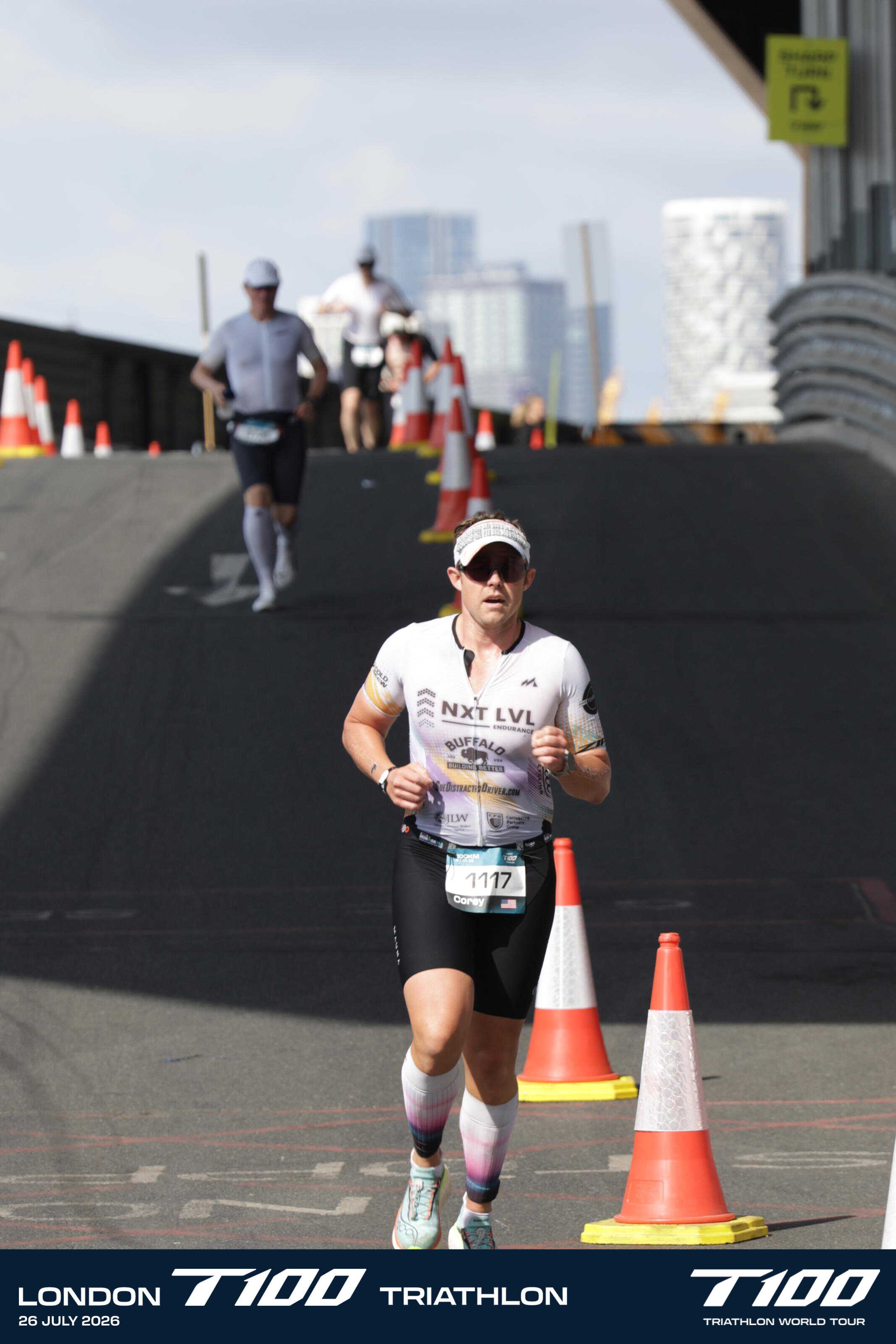 Dr. Hawes on the run course of the London triathlon