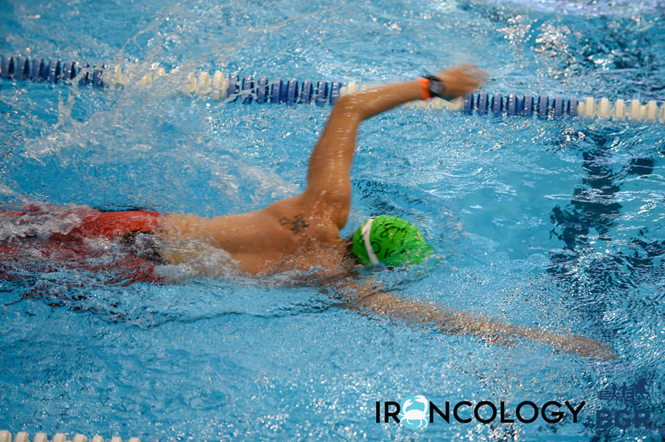 Dr. Hawes in the swim leg of a triathlon